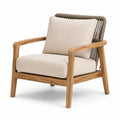 Poltrona da Esterno in Teak con Cuscini in Poliestere Beige