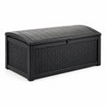 Baule da giardino in plastica effetto rattan nero