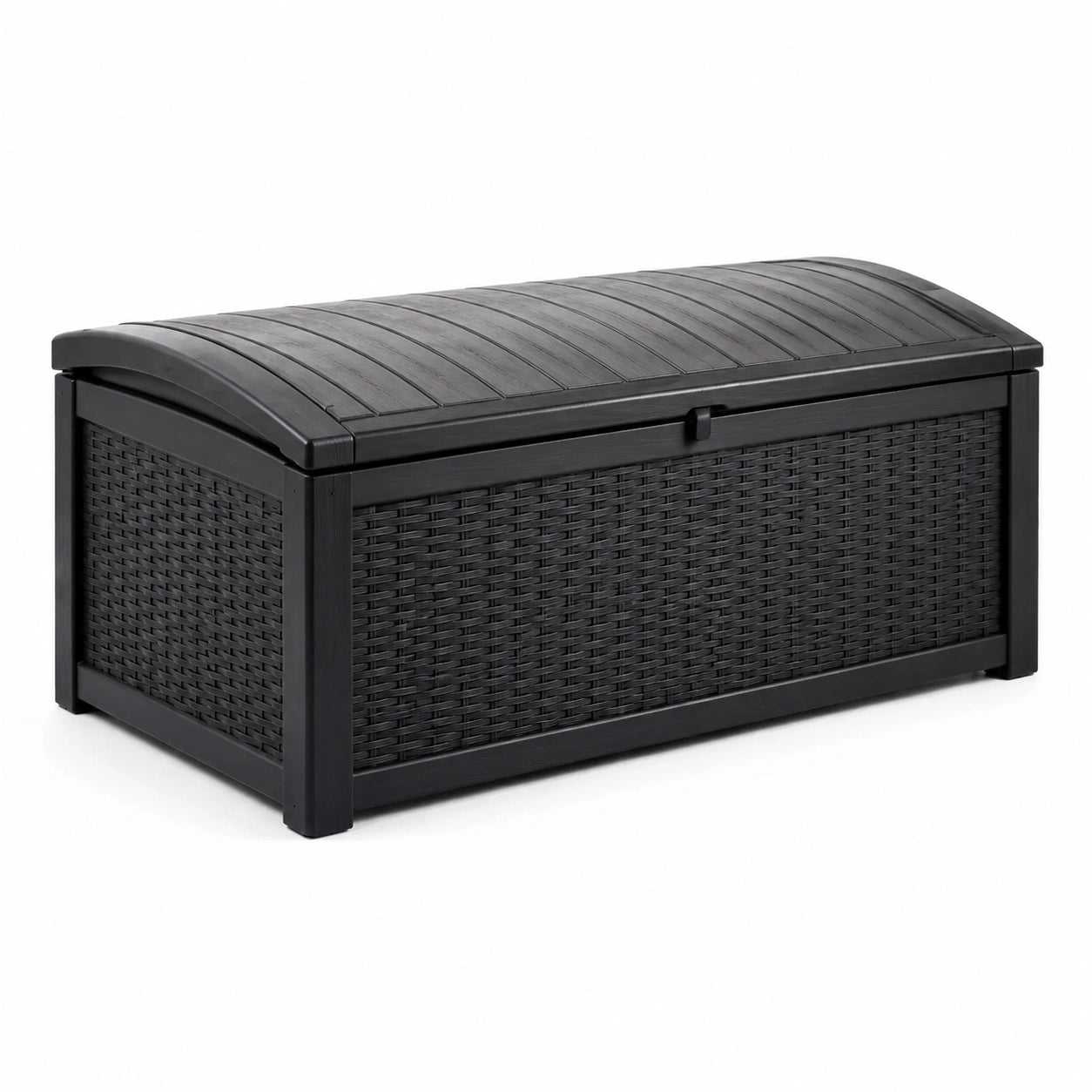 Baule da giardino in plastica effetto rattan nero