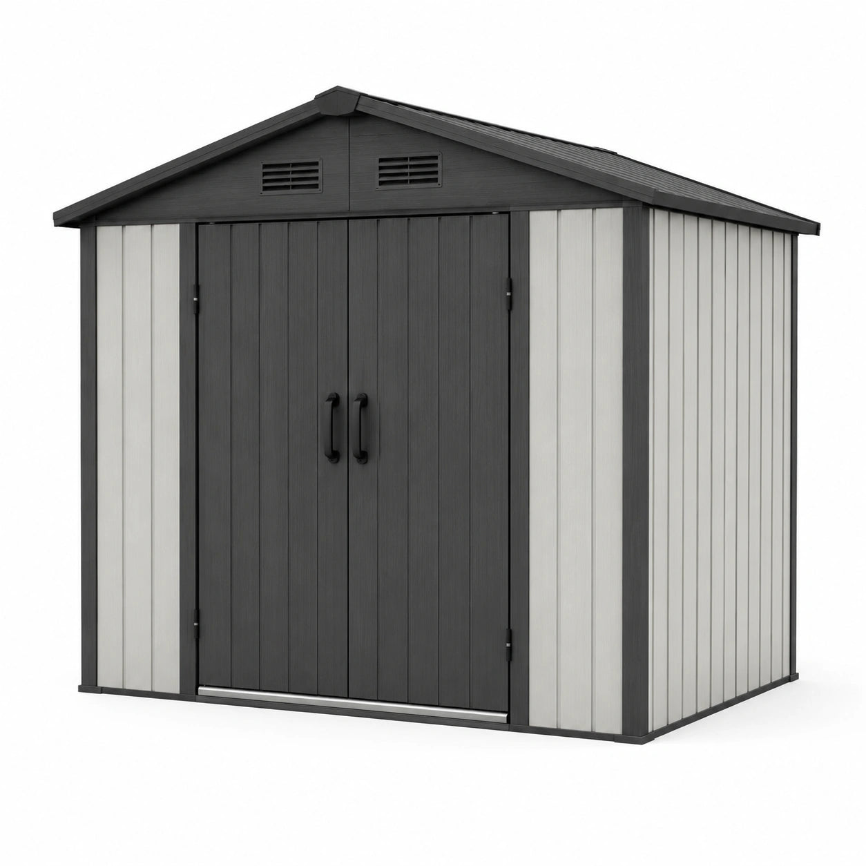 Casetta da giardino in resina 245x192x198 cm grigio e nero
