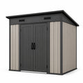 Casetta da giardino in PVC con tetto piano e porte doppie 213x127x200cm grigio/antracite