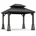 Gazebo in metallo e pietra 3x3x3m nero