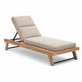 Lettino prendisole in teak con cuscino in poliestere beige