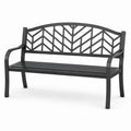 Panchina da giardino in metallo nero con design geometrico