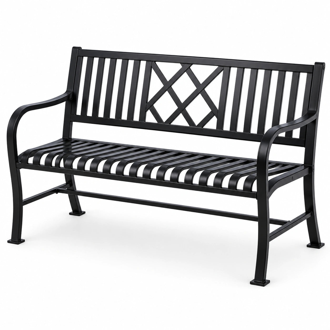Panchina da giardino in metallo nera 125 cm